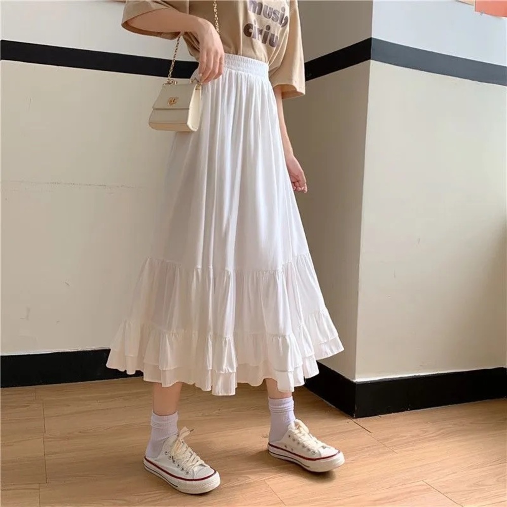 ANORA | Tiered Midi A-Line Skirt